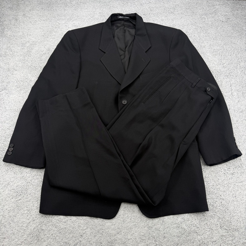 Giorgio Armani Le Collezioni Suit Mens 46R 38x29 Black Wool Pants Blazer Italy